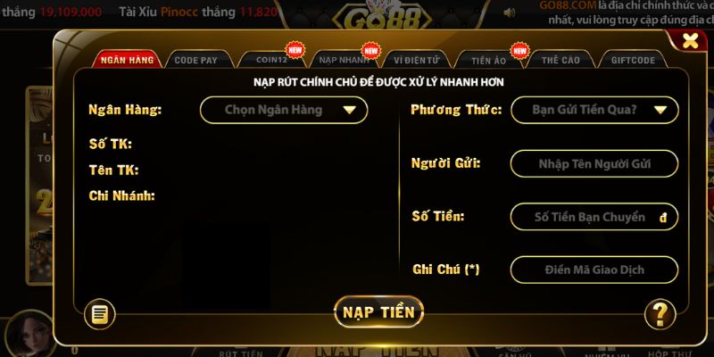 Nạp tiền Go88 đổi điểm cá cược thả ga