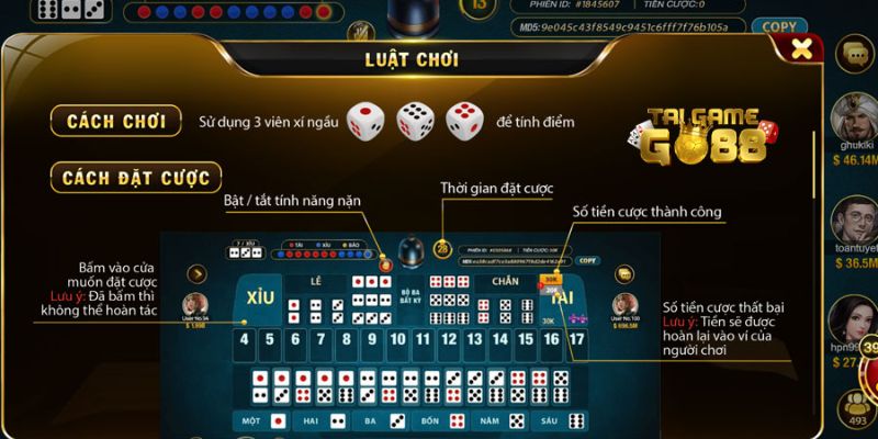 Các loại cược trong game sicbo